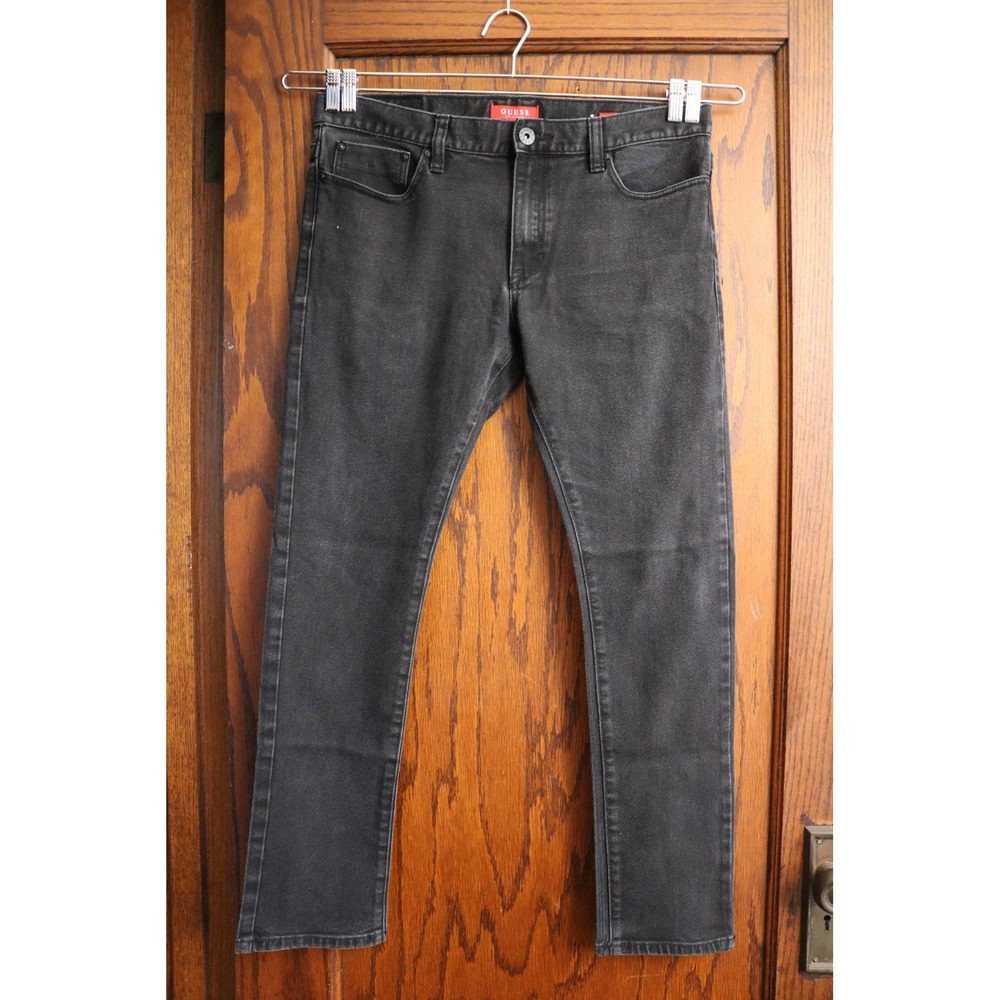 GUESS Jeans Mens 36x30 Faded Black Slim Straight Denim Casual Classic Modern
